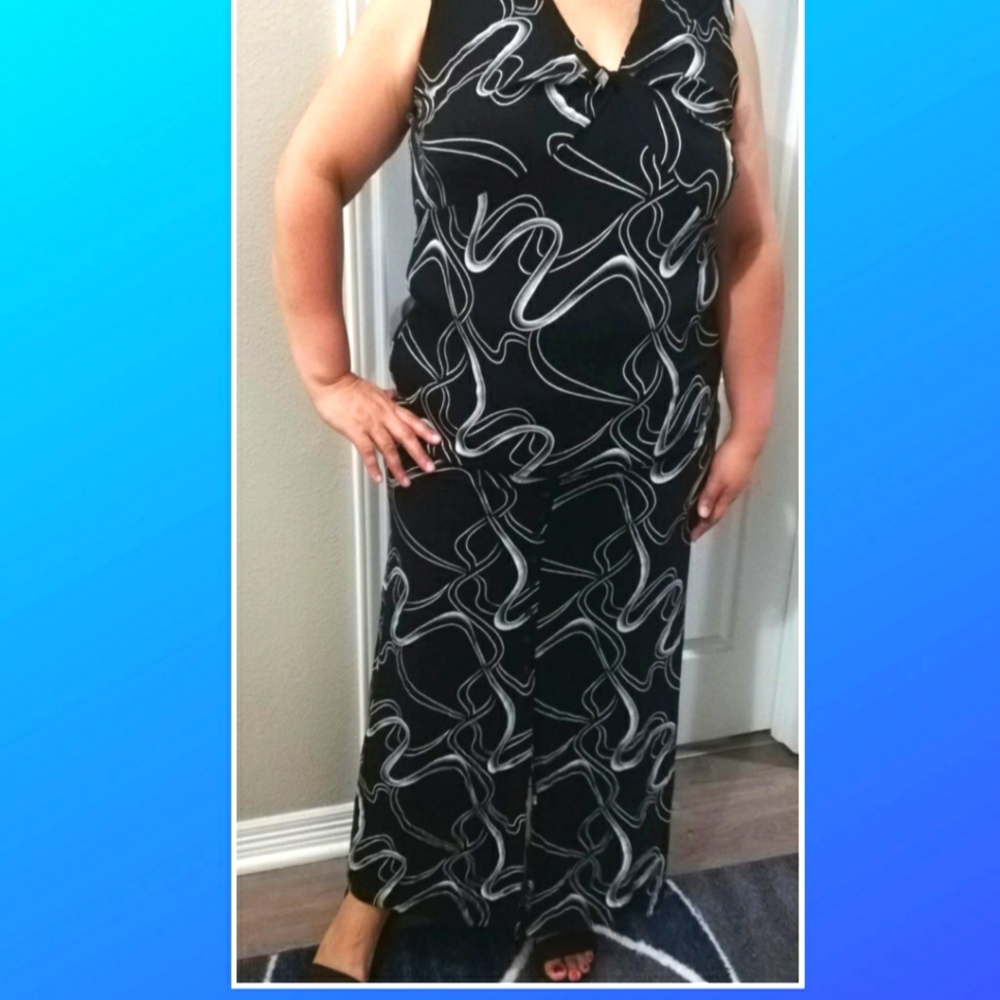 Black and white skirt and blouse set women's Top size 1x & maxi skirt si…